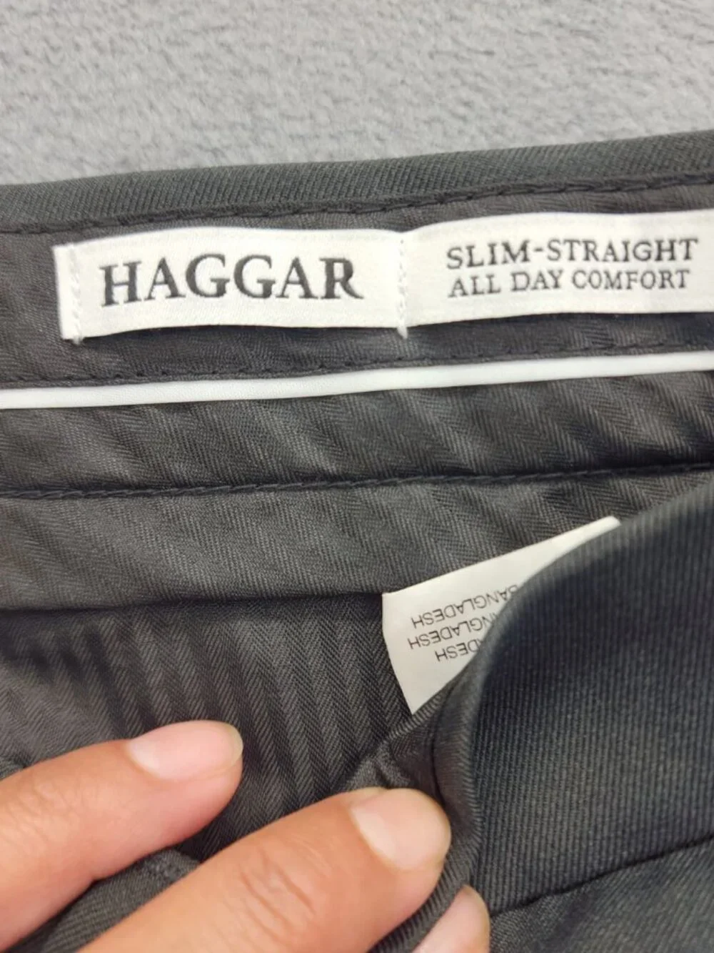Haggar Slim Straight All Day Comfort Dress Pants Men 36x32 Dark Gray Charcoal - Picture 4 of 12